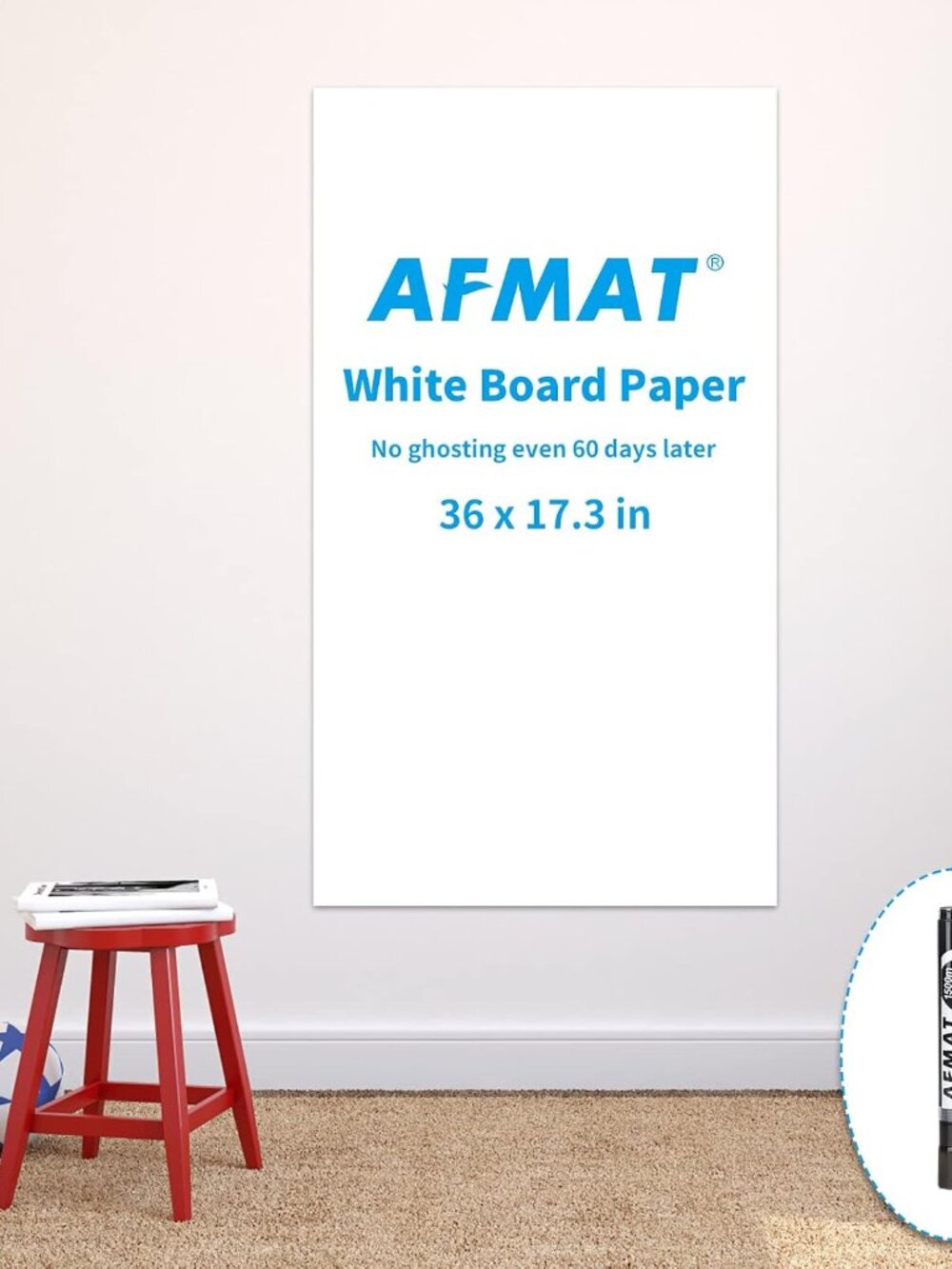 Whiteboard Sticker, 17.3" x 36" Dry Erase Wallpaper, Peel and Stick White Board